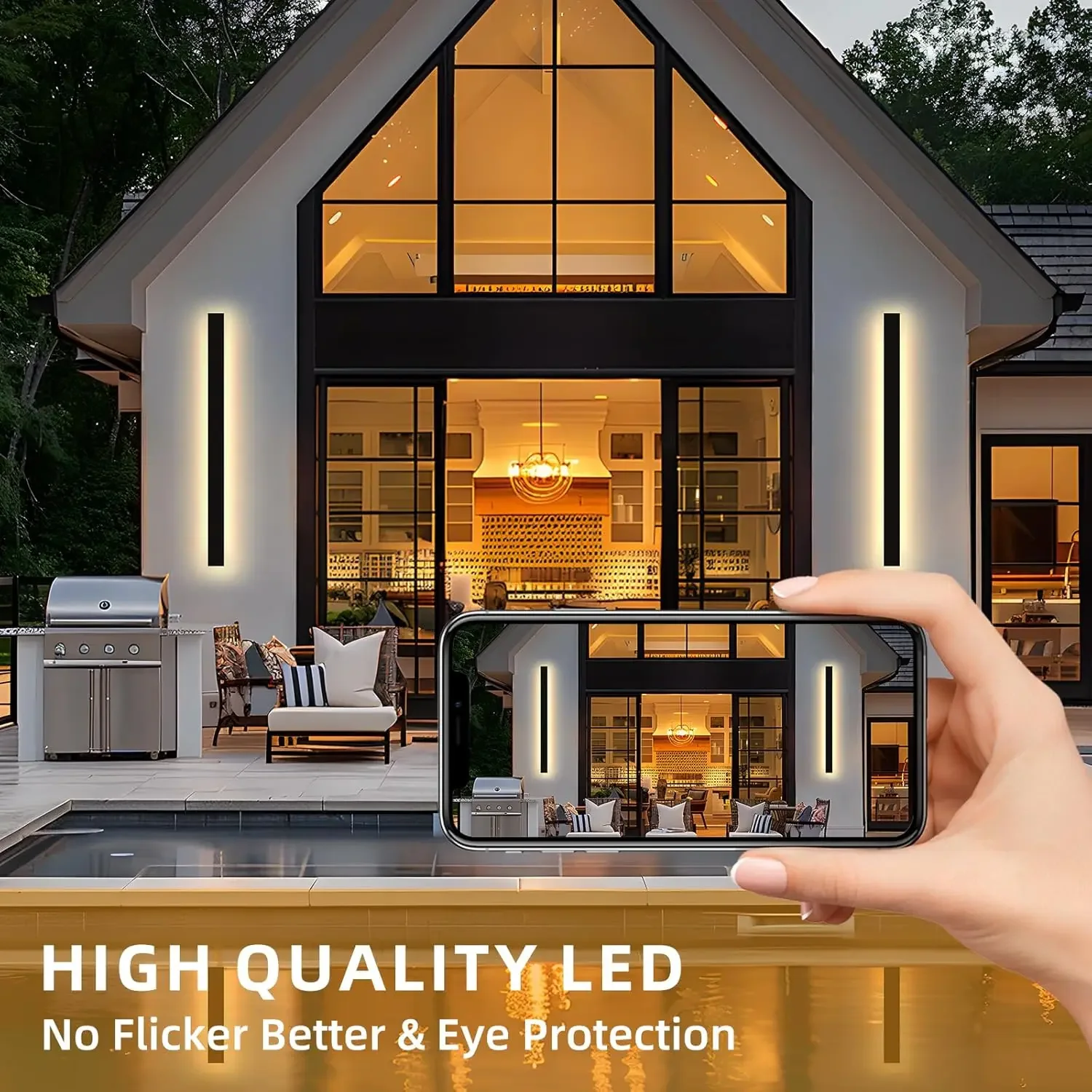 Accesorio de luces de tira larga impermeable IP65 de pared exterior lineal para iluminación exterior de porche para puerta delantera de Patio