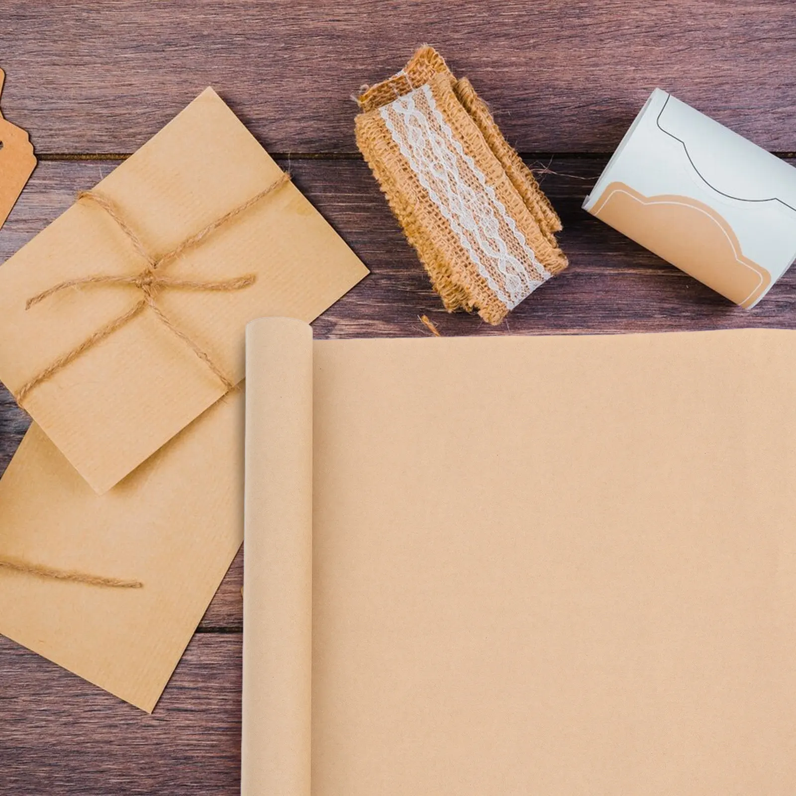 Brown Kraft Paper Roll Large Wrapping Paper for DIY Craft Floral Bouquet Packaging Shipping Table Cover Vintage