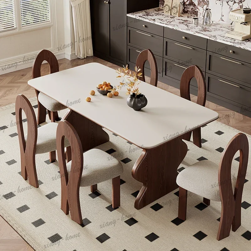 PG Light Luxury Kitchen Dining Table White Oilproof Restaurant Chairs Tables Modern Wood Space Saving Mesas De Comedor Furniture