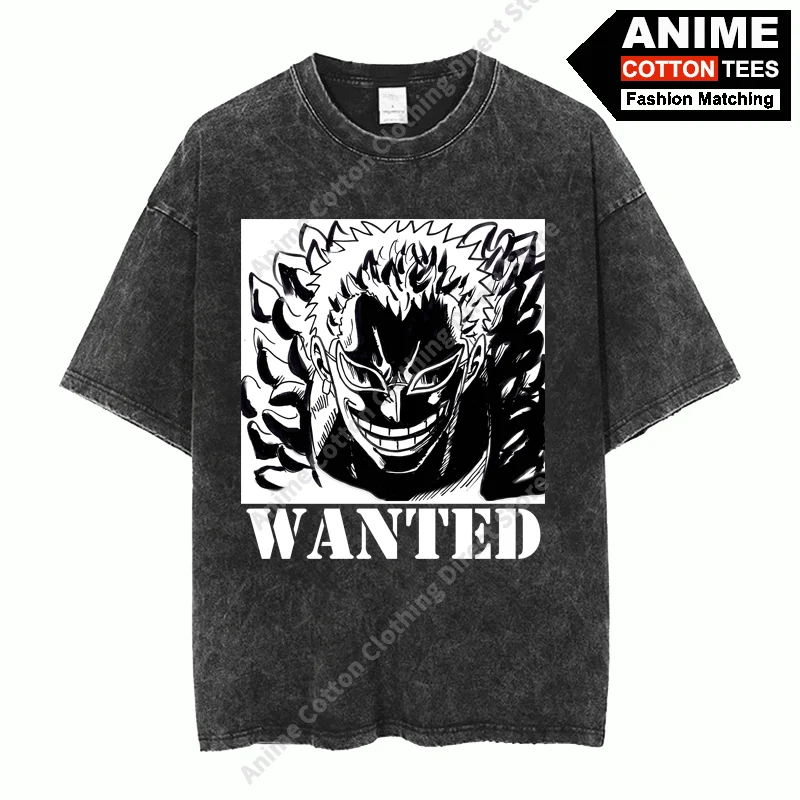 

Anime ONE PIECE - Doflamingo WANTED T Shirt y2k Harajuku Street Men Women Casual Short Sleeve Cotton Washed Vintage Loose Tees