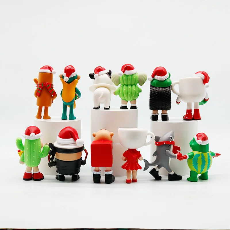 12 pçs/set Natal Tung Tung Tung Sahur Action Figure Toy PVC Modelo Italiano Brainrot Tun Tung Tung Sahur Figuras Brinquedo de Natal