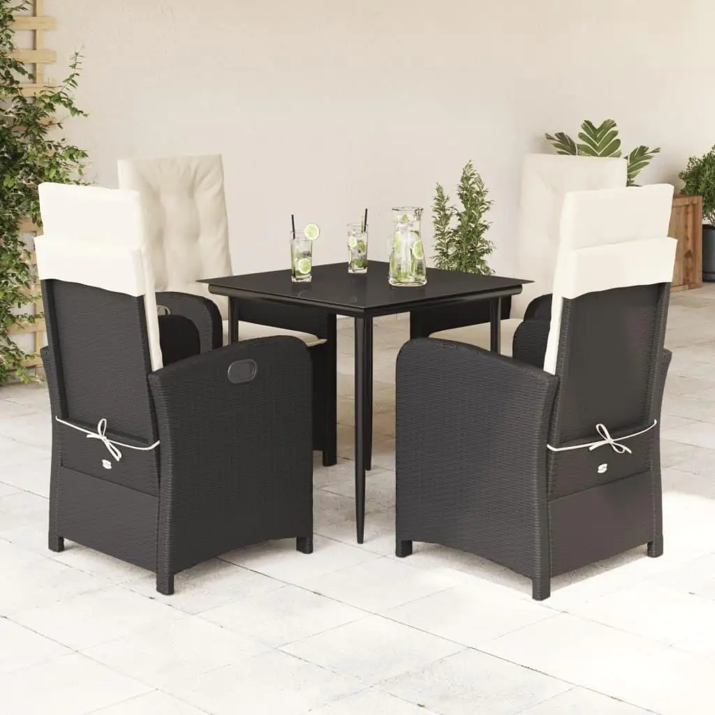 

4 Piece Black Poly Rattan Patio Dining Set Outdoor Furniture Stylish Comfortable Seating для Garden Balcony