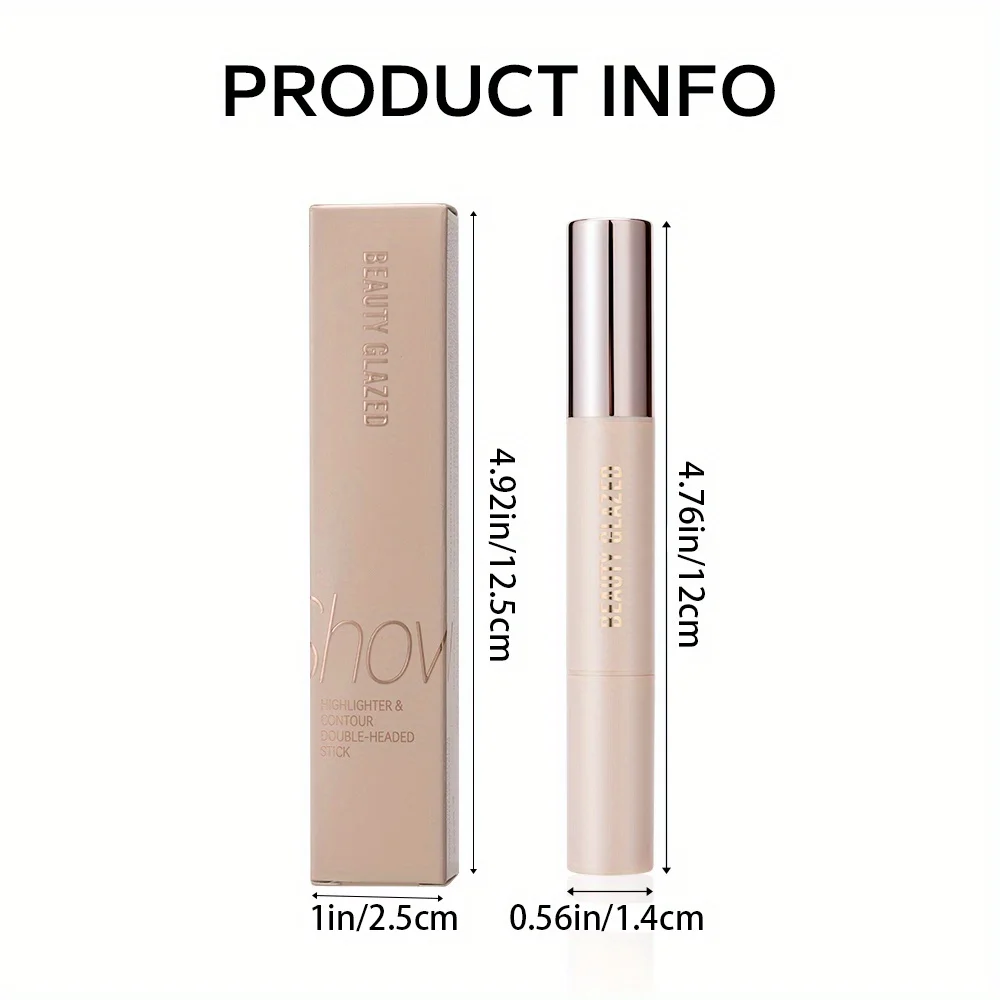 BEAUTY GLAZED Double Head Highlighter and Contour Long-lasting Waterproof Natural Facial Nose Shadow Contour Face stick