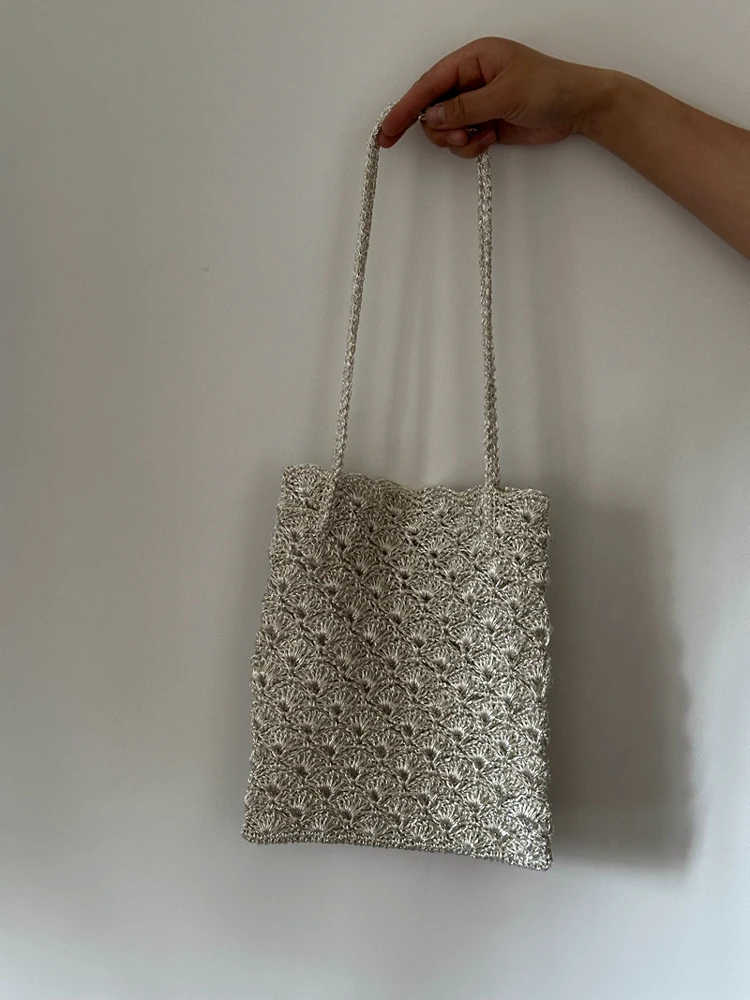 

Small Size Hand Woven iny Silver Handbag Faionable oulder Bag Korean Japanese Sle Women's High-End Sensation Bag