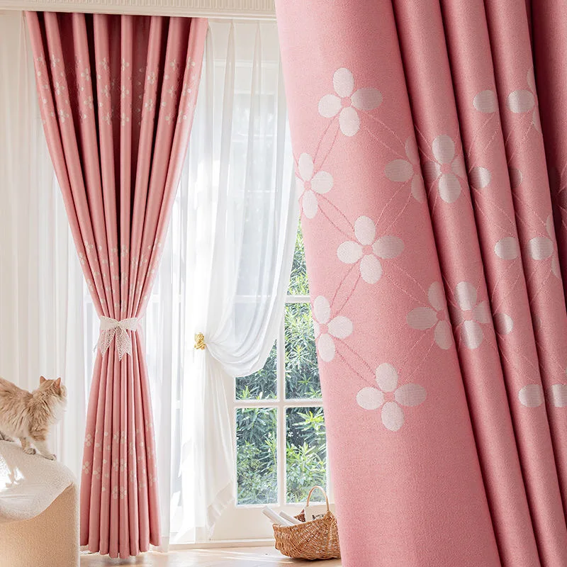 

New S10 jacquard floor curtains living room room blackout curtains finished product customized half curtain curtains