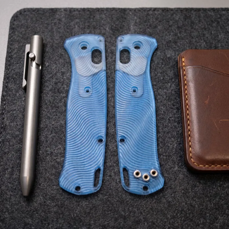 1 Pair Blue Wave Pattern Anti-slip Acrylic Handle Scales, Replacement DIY Accessories for Benchmade 535