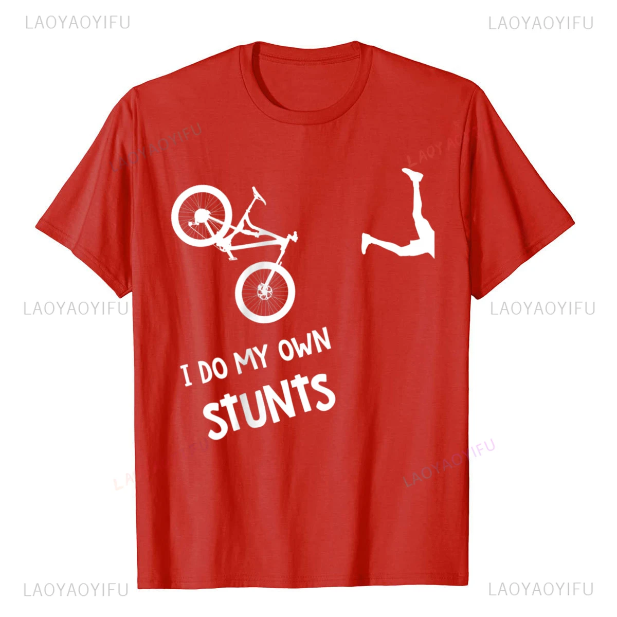 I Do My Own Stunts Mountain Bike T Shirt Funny MTB T-Shirt Cotton Man T Shirt Wholesale Simple Style Summer T Shirts Custom tee