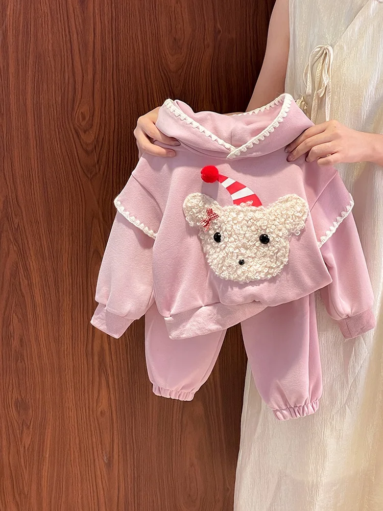 

Модный комплект из худи и повседневных брюк для девочек: милый костюм-двойка из осенней коллекции (производство Китай)