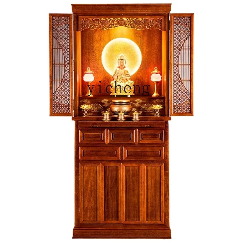 

ZC Solid Wood Buddha Niche Clothes Closet Buddha Cabinet Buddha Shrine Chinese Style with Door Altar Altar Prayer Altar Table