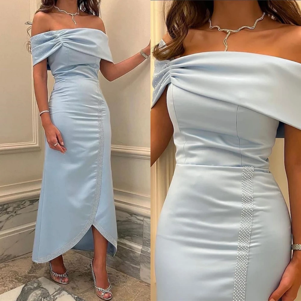 

Sequin Off the Shoulder Sheath Party Dress Ankle Length Short Sleeve Formal Evening Gowns فساتين سهره فاخره 2023