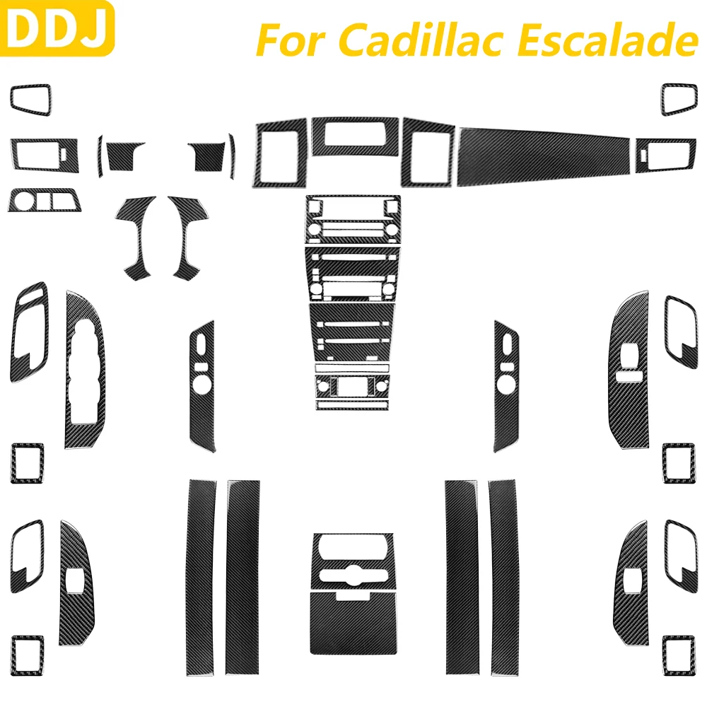 

For Cadillac Escalade EXT ESV 2007-2014 Carbon Fiber Center Console Air Vent Window Lift Panel Trim Set Car Accessories Sticker
