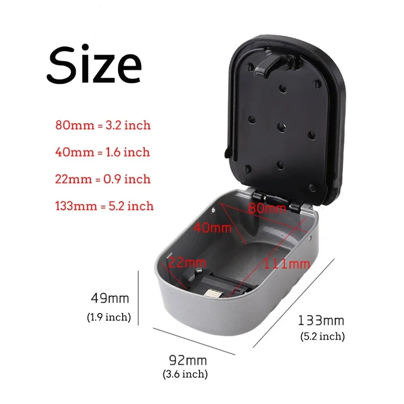 Wall Mounted Key Safe Box, Liga de alumínio, 4 Digit Combinação, Key Storage Lock Box, Indoor e Outdoor Chaves