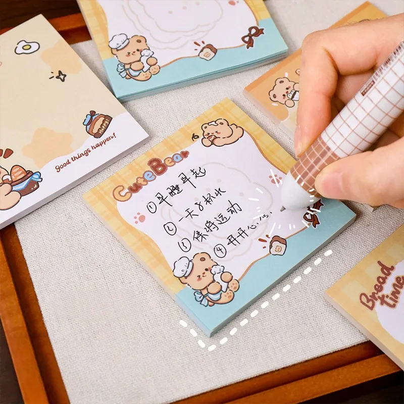 

50 Sheets Kawaii Cartoon Bear Quadrate Memo Pad Cute Office Non-Sticky Scrapbook Message Books School Students Stationery