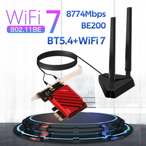 FENVI WI-FI 7 BE200 PCIE WiFi adaptador FV-BE8800 WIfi7 BT5.4 Tri-Band 2,4G/5G/6G tarjeta de red inalámbrica de escritorio para Win10/Win11