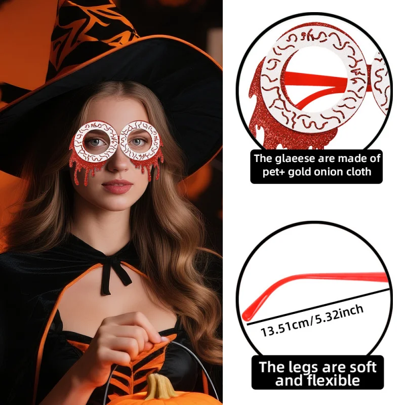 1pc Halloween Ghost Ghost Hand Glasses，Holiday Party Supplies Decoration Props，Spider Bat Death Demon Glasses Frame