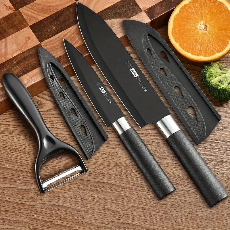 PLYS 3PCS/Set,Fruit Knife Set Stainless Steel Full Set Fruit Peeling and Cutting Small Knife Multi-Purpose Peeler