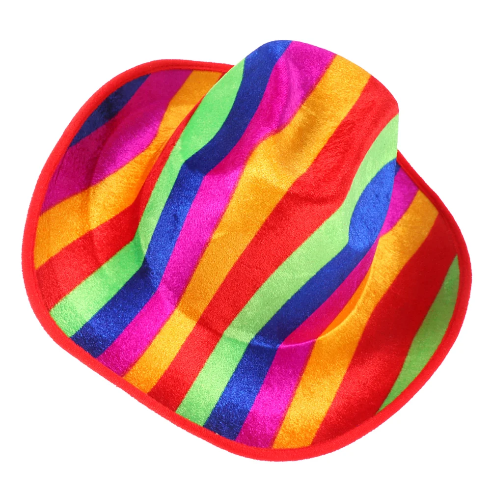 Rainbow Outfits for Women Clown Hat Cowboy Hats Carnival Dress-up Cosplay Knitted Fabric Colorful Miss