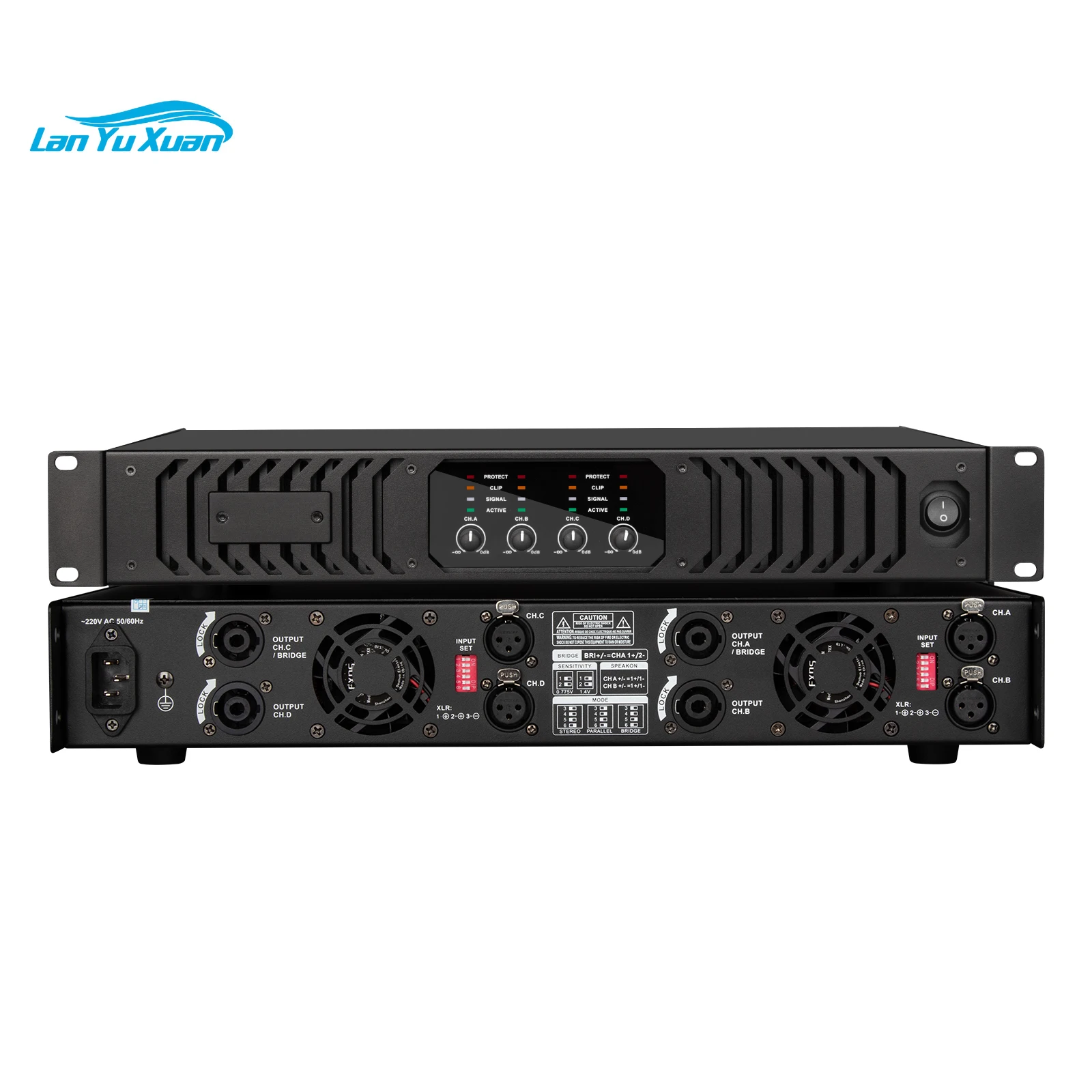 

BA1000 4 Channel Professional Digital Audio Amplifiers 1000W*4 with Class D Amplifier Board Use for DJ Stage