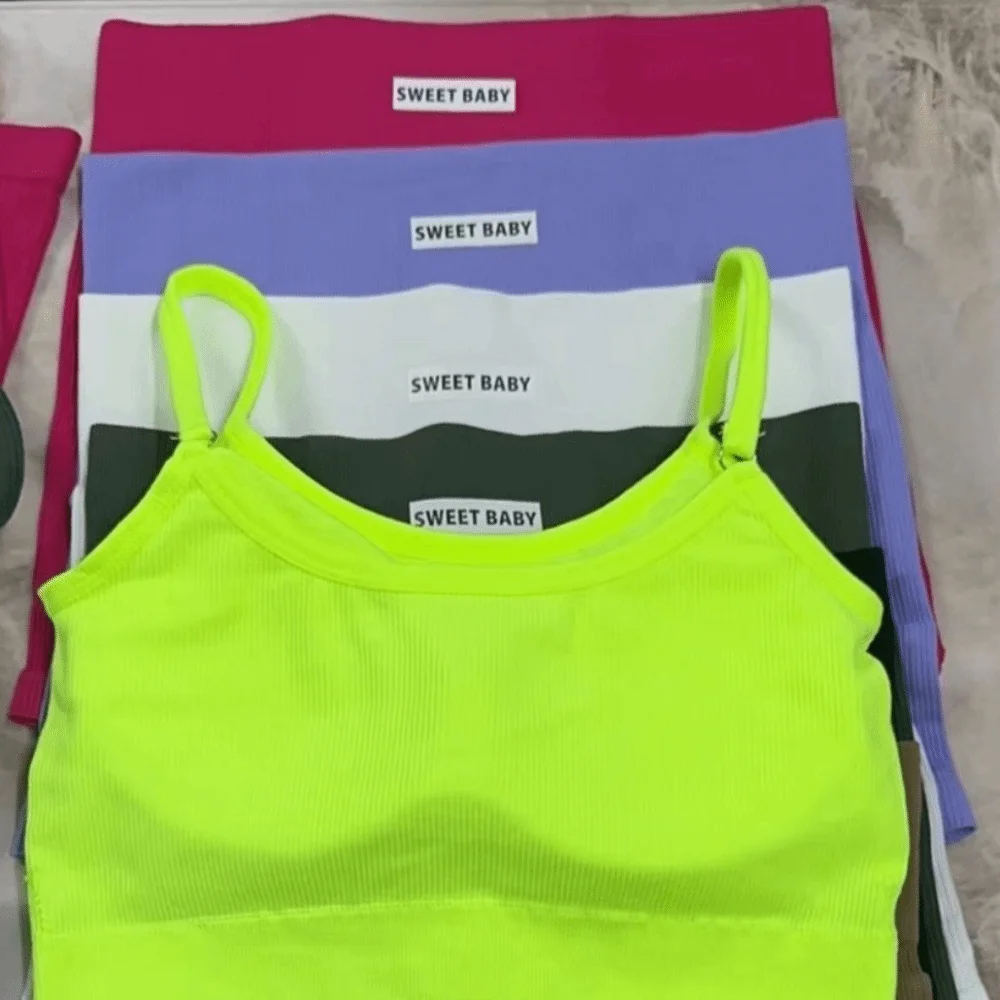 Super Stretchy Women's Sports Clothing Set Sleeveless Vest Solid Color Underwear Shorts Pants Kit Sportswear Slim Fit