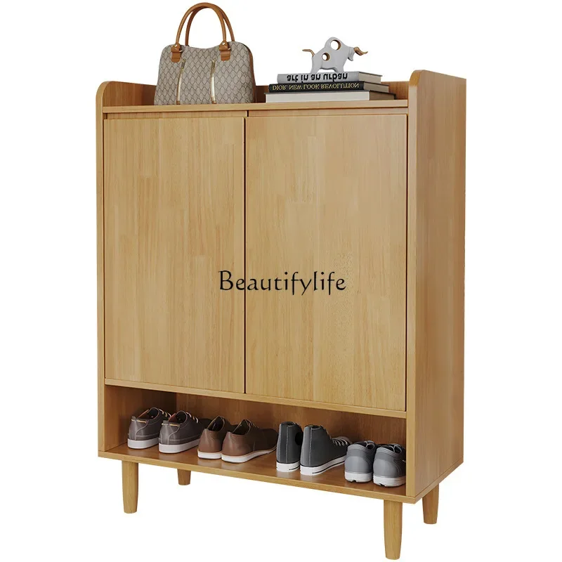 LJY*Solid wood shoe cabinet with draw integrated porch cabinet household door modern simple foyer