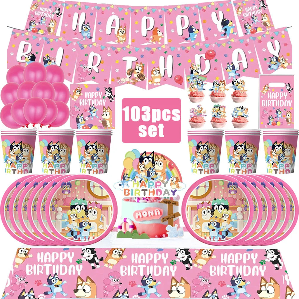 

Cartoon Pink Birthday Party Decoration Baby Shower Kids Favors Party Supplies Balloons Backdrop Cup Disposable Tableware DIY Set