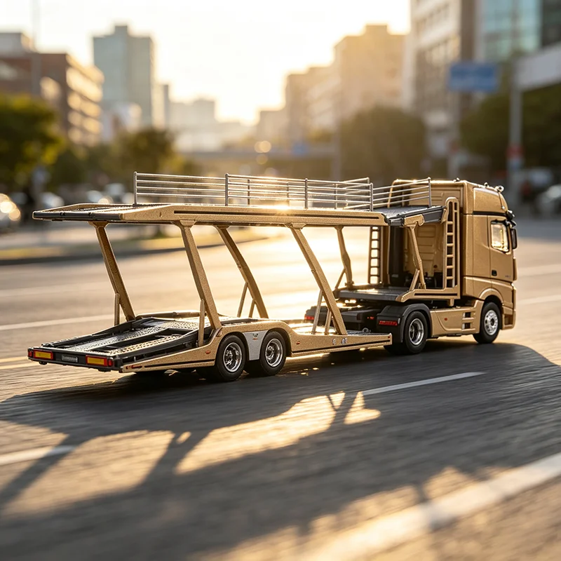GCD Alloy 1:64 Actros Double-decker Car Transporter Trailer Model Classics Adult Souvenir Gift Static Display