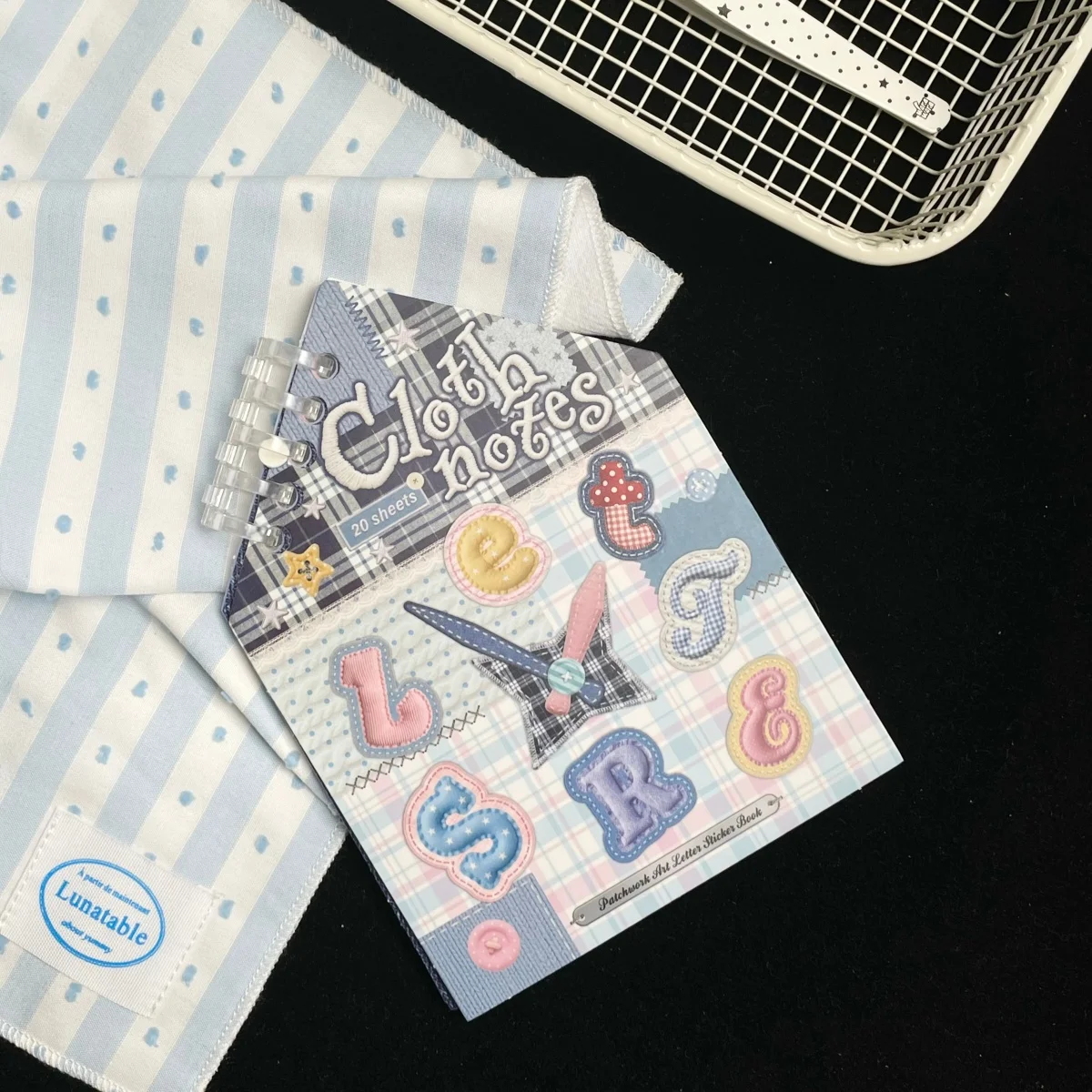 Letter Sticker Book 20 Sheets Pre-Cut Alphabet Initial Number Star Ribbon Patchwork Designs for Diary Planner Card Making