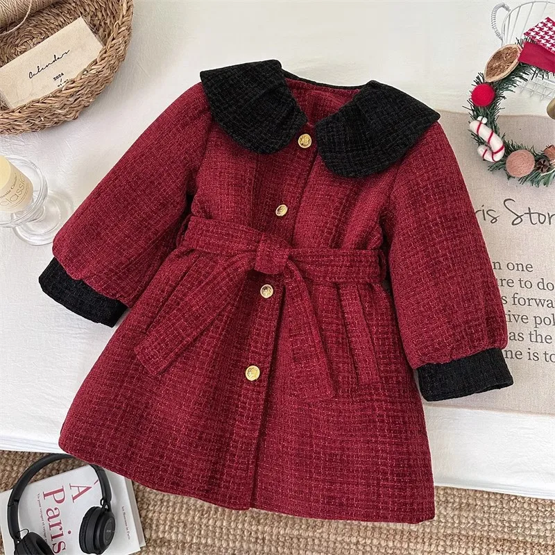 Girls Thick Coats Winter 2024 Children Warm Velvet Long Tops Parkas For Baby Girl Woolen Clothing Outerwear Kids Jacket Outdoors