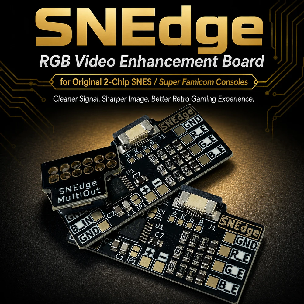 Kit SNEdge Mod RGB Bypass para Console Super Famicom SNES Original de 2 Chips - Placa de Atualização de Sinal de Vídeo que Reduz o Efeito de Esbatimento RGB