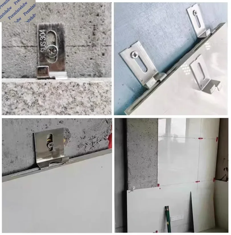 50Pcs SUS304 Concealed Tile Drywall Fixing Clip Marble Hanging Bracket With 2 Ways Claws