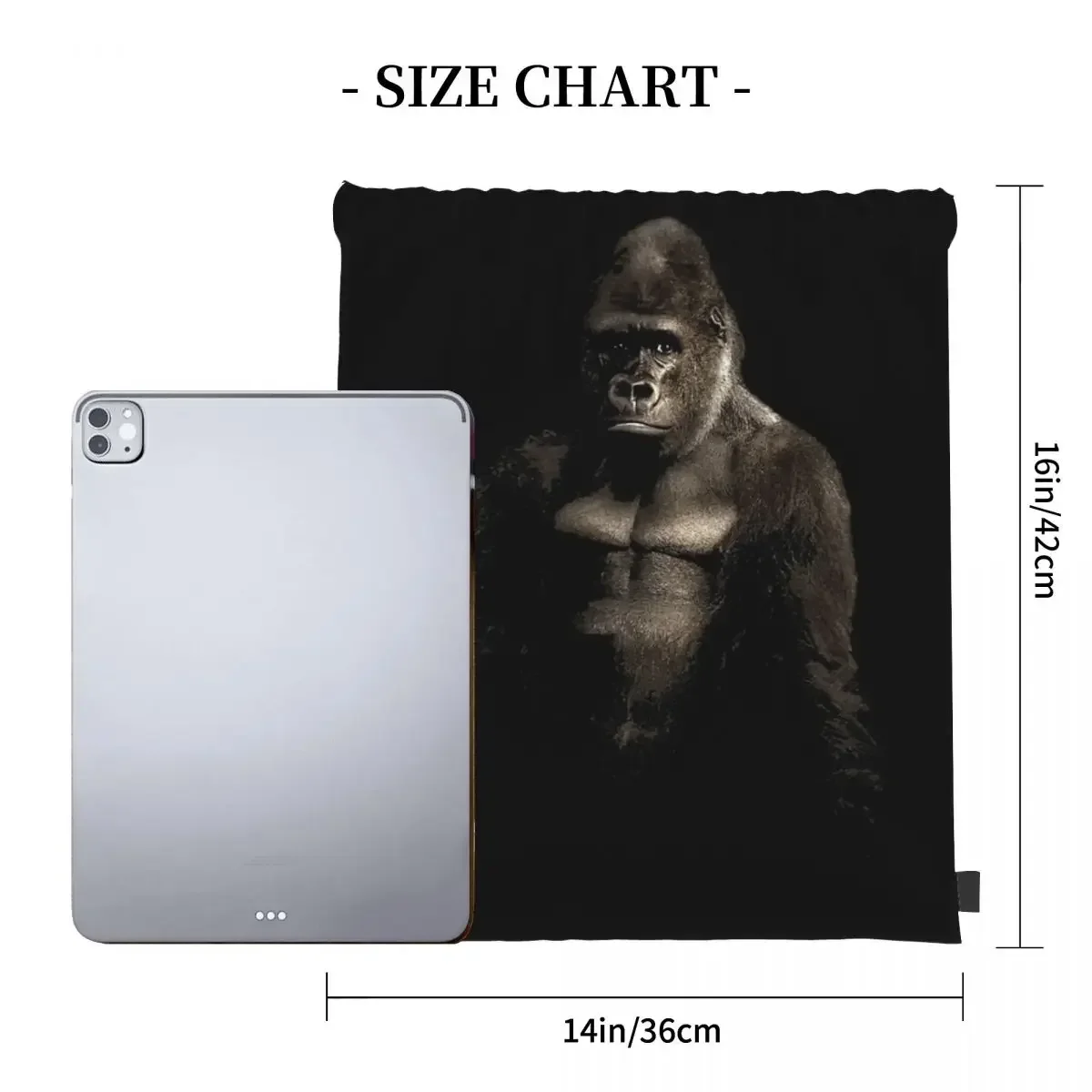 Gorilla Art Design For Ape Lovers Backpacks Fashion Drawstring Bags Drawstring Bundle Pocket Storage BookBag For Travel School