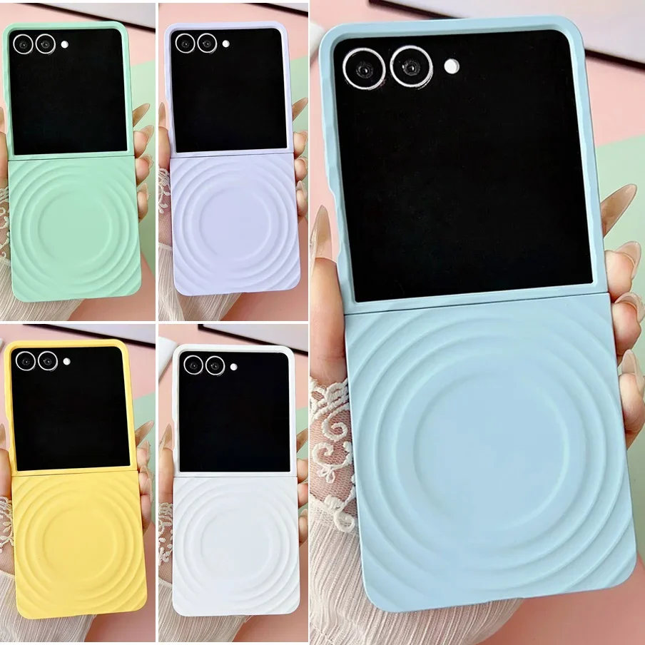 

Matte Water Ripple Dopamine Color Magnetic Phone Case For Samsung Galaxy Z Flip 7 6 5 Flip7 ZFlip7 3D Waves Slim Magsafe Cover
