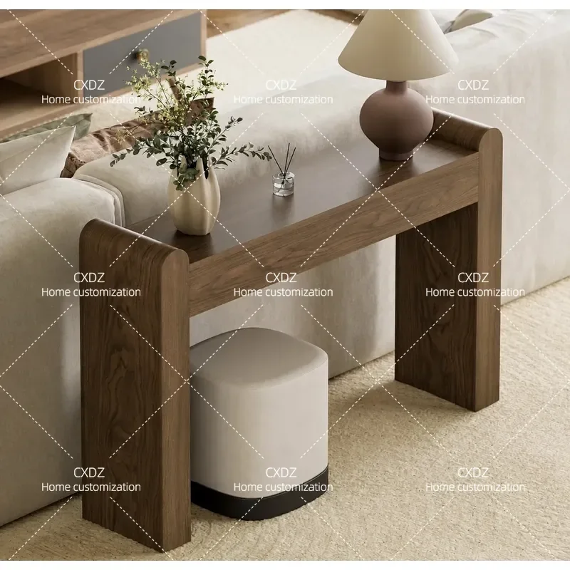 Medieval Solid Wood Entryway Table Narrow Console Sofa Back Long Side Table Simple Wall Mounted Hallway Decor Strip Case