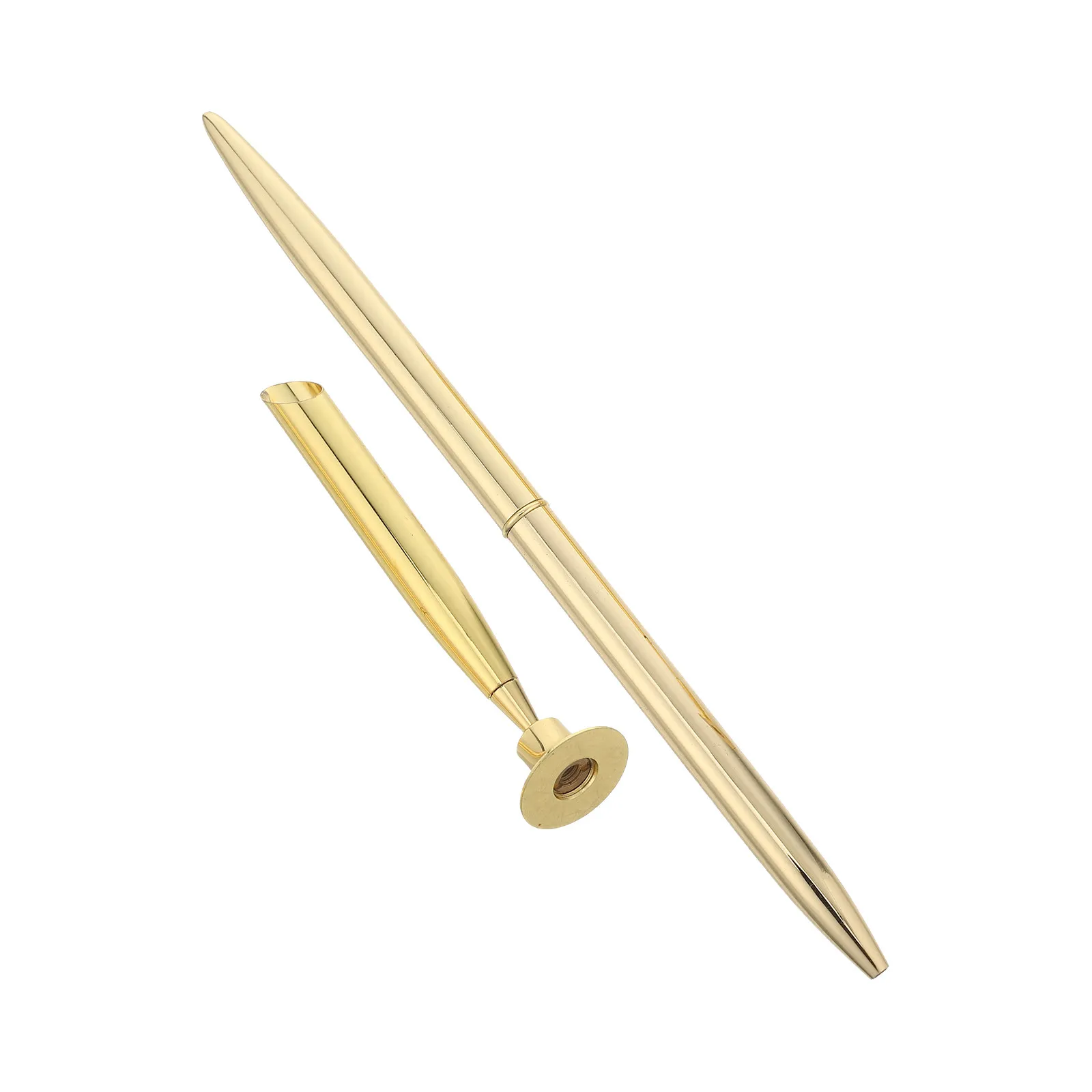 1Set Metal Ballpoint Pen Stand Gold 0.7mm Rotatable Desk Pen Office Signing Business Reception Counter Signature