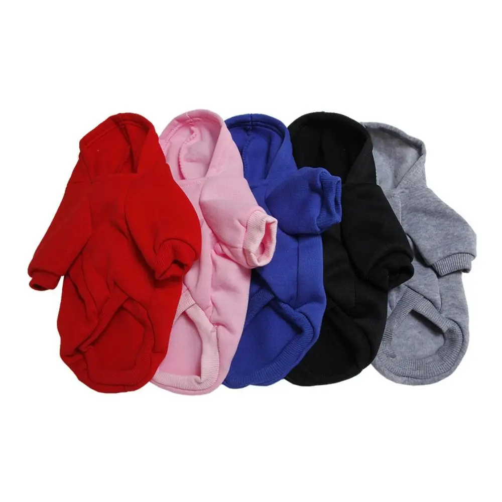 Quente cor sólida pet hoodie macio poliéster de duas pernas cão moletom com capuz confortável cão hoodies camisola inverno