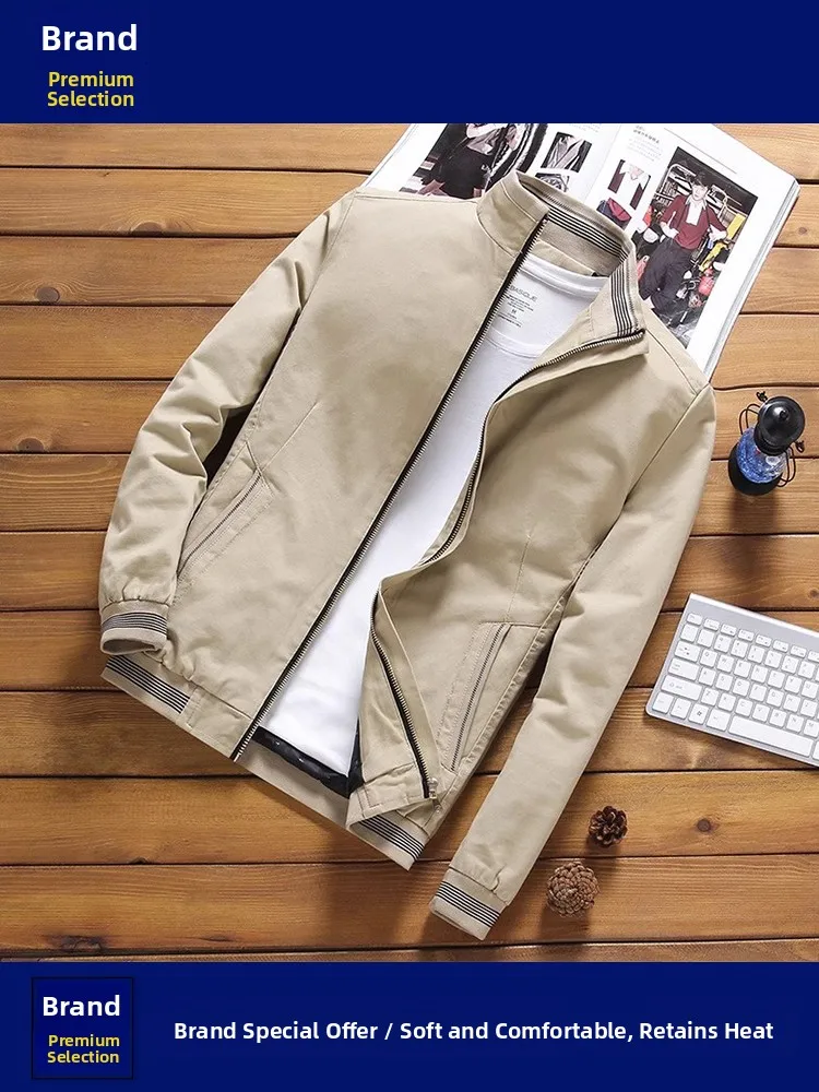 

Slim Fit Pilot Jaet for Men Casual Stand Collar Outerwear irt Spring Autumn New Sle Zipper Decoration Cotton 00%