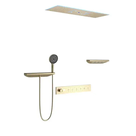 Smart LED Bluetooth Shower Set Thermostatic Rain Mist Waterfall Ceiling Mounted Bathroom Mixer System Modern Luxury Home