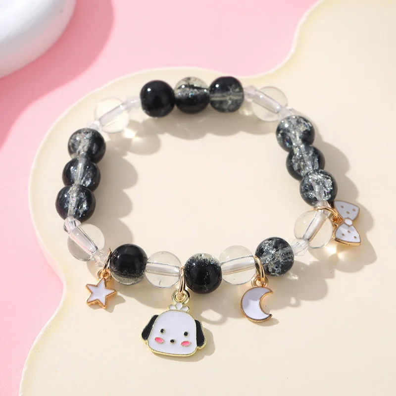 Sanrio New Anime Melody Cinnamoroll Kuromi Cartoon Bracelets Women Chain Party Wedding Jewelry Holiday Gifts Girl Elastic Rope