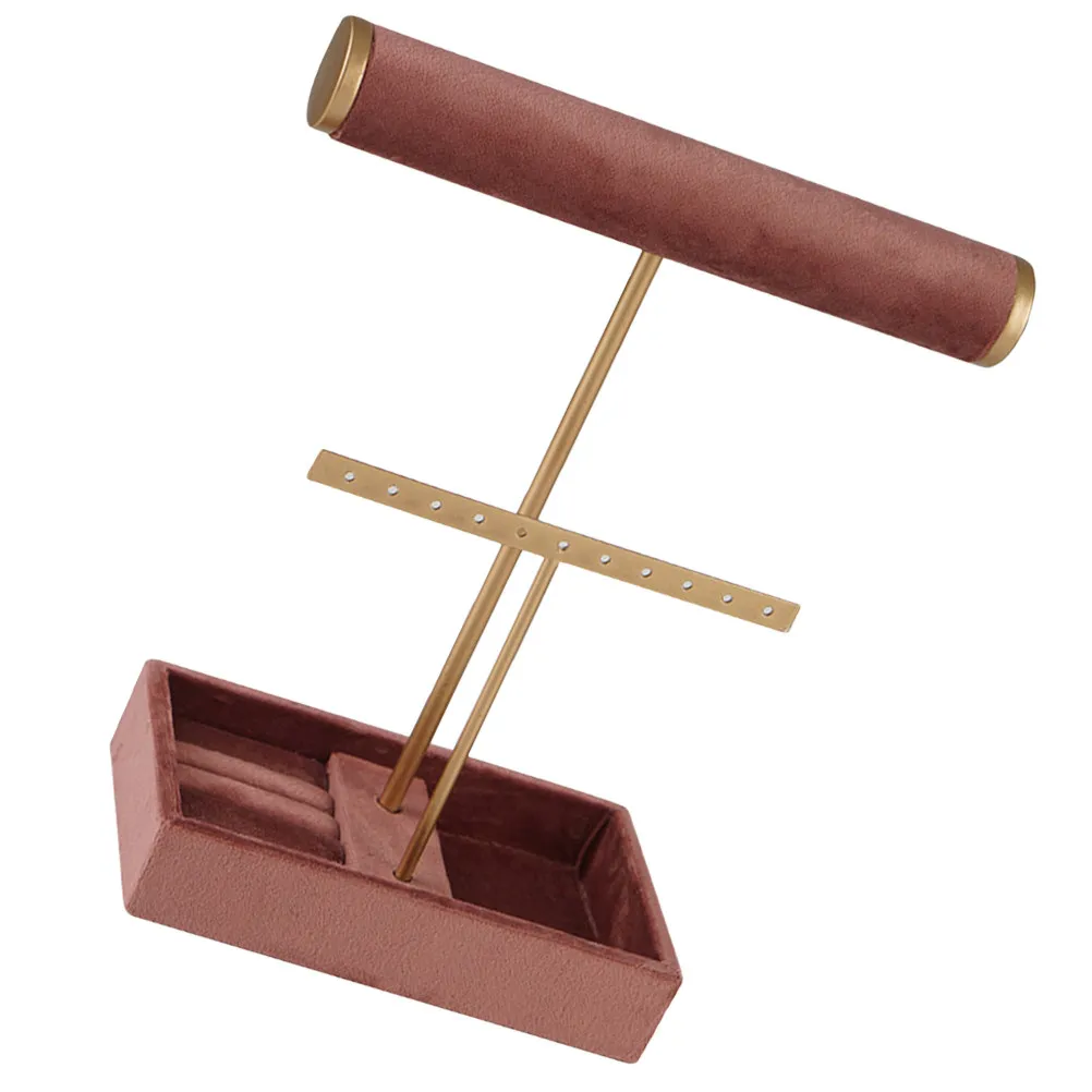 

Jewelry Storage Rack Premium Alloy Lint Microfiber Display Stand Decorative Tray for Necklace Earrings Rings Bracelet Organizer