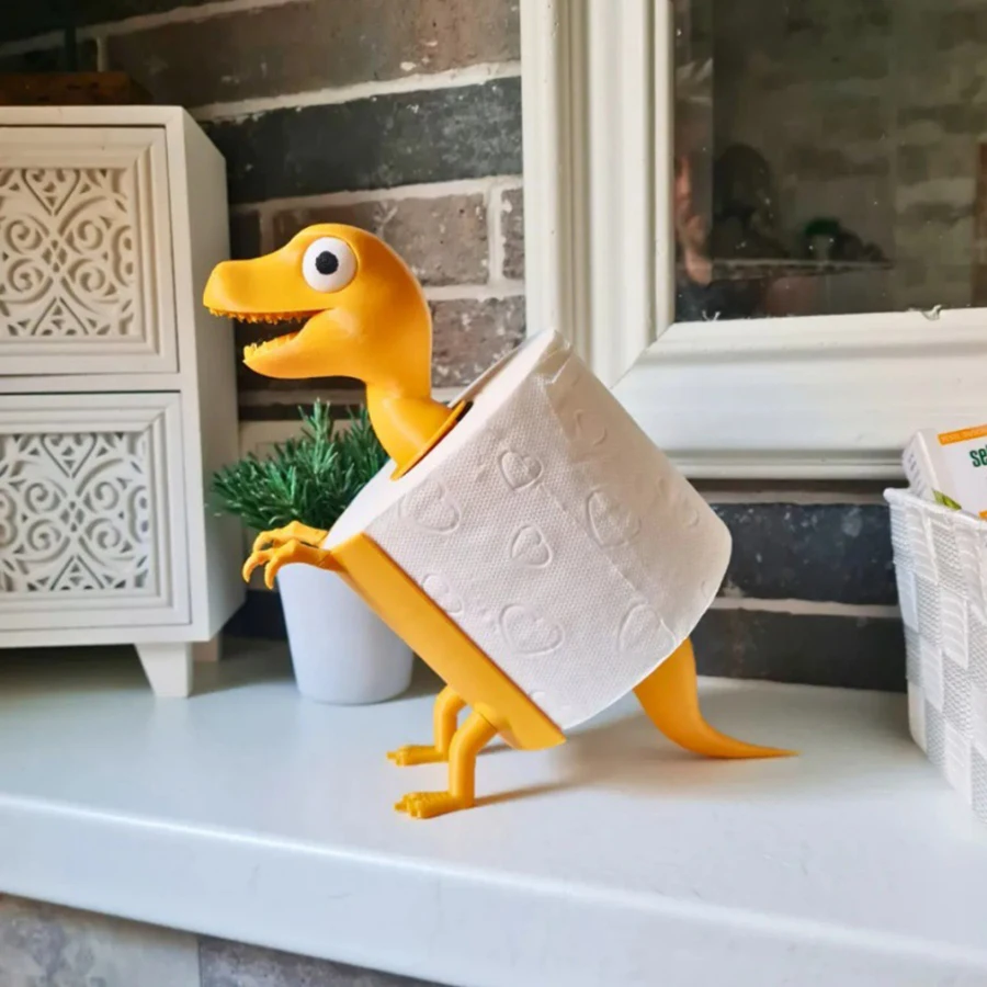 3D-Printed Dinosaur Toilet Paper Holder - Cartoon PLA Paper Towel Stand, Durable & Practical Tissue Holder for Kitchen/Bathroom
