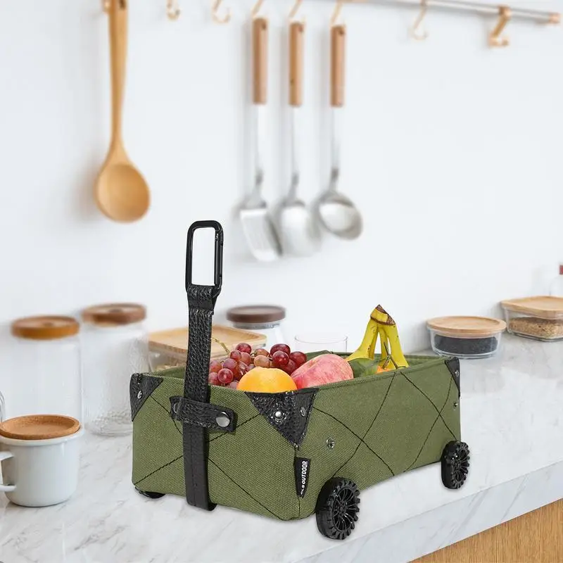 

Outdoor Storage Bag Canvas Folding Cart Moving Picnic Storage Box Foldable Mini Storage Bins With Wheels For Home Camping Indoor