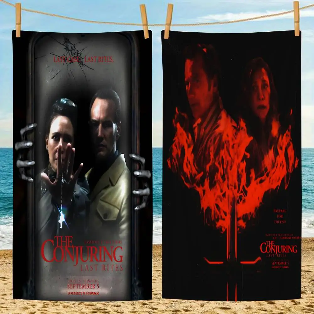 منشفة الشاطئ The Conjuring Last Rites للأطفال، منشفة حمام مخصصة، منشفة حمام السباحة، هدية للإجازات، منشفة نزهة، هدية للحفلات