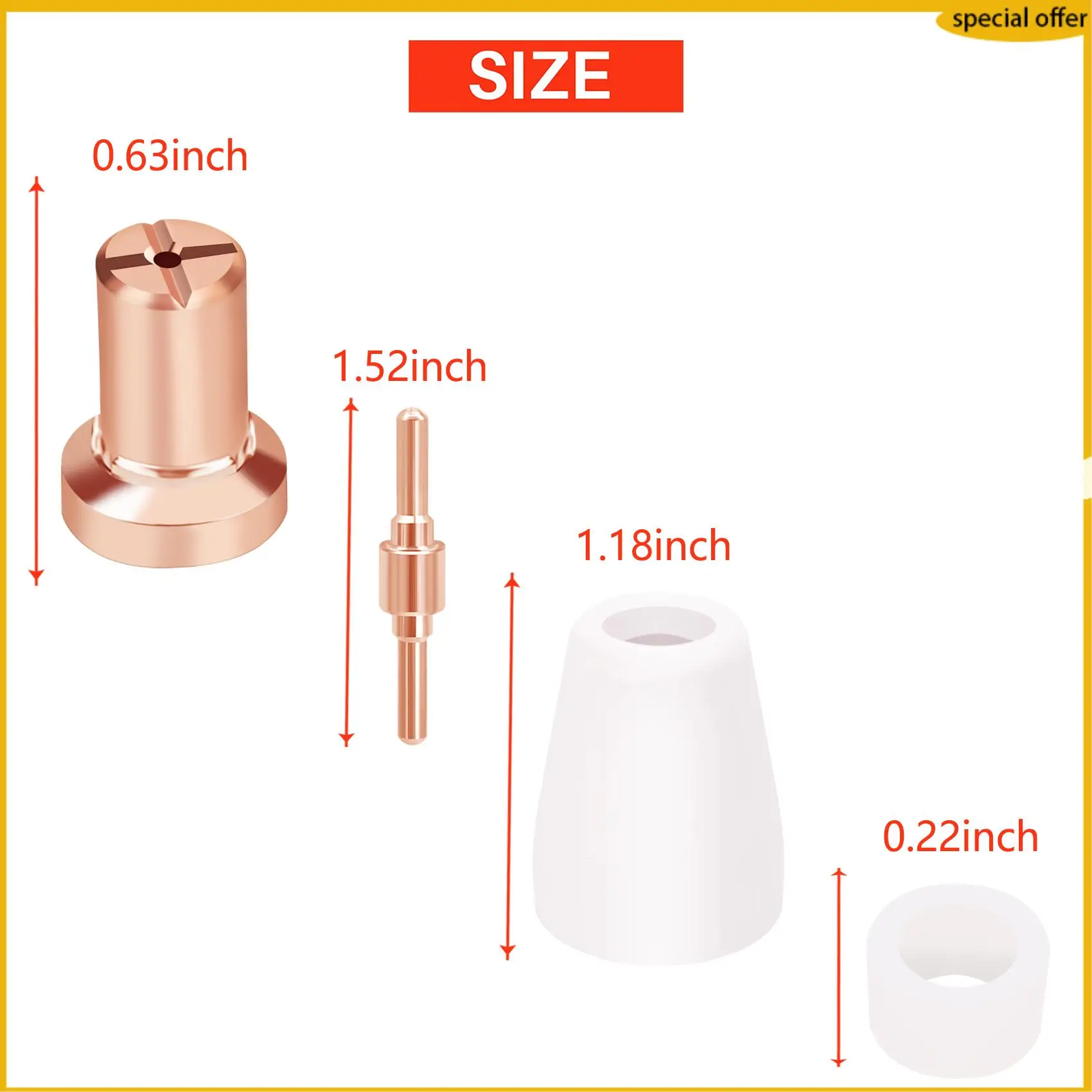 A50I 65 個プラズマカッター先端電極 & ノズルキット消耗品アクセサリー PT31 30 40 50 プラズマカッター溶接ツール