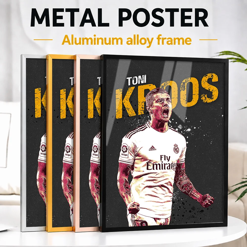Toni Kroos Football Framed Metal Print Personalized Illustration Wall Art For Sports Lounge And Living Room, Soccer Fan Gift