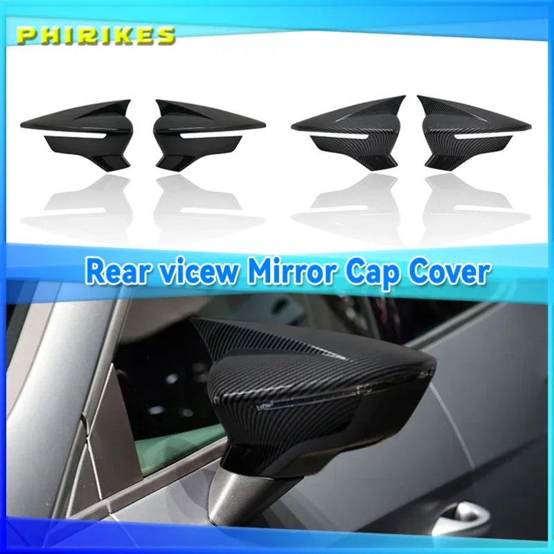 

2 Pieces High Quality ABS Plastic Bat Style Mirror Covers Caps RearView Cover Piano Black For Seat Leon MK3 MK3.5 2013-2019