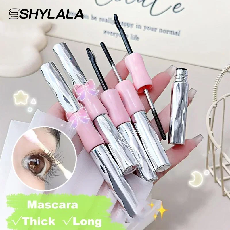 Double In-one Mascara Silk Fiber Mascara Waterproof Mascara For Eyelash Extension Black Thick Lengthening Eyelashes Cosmetics