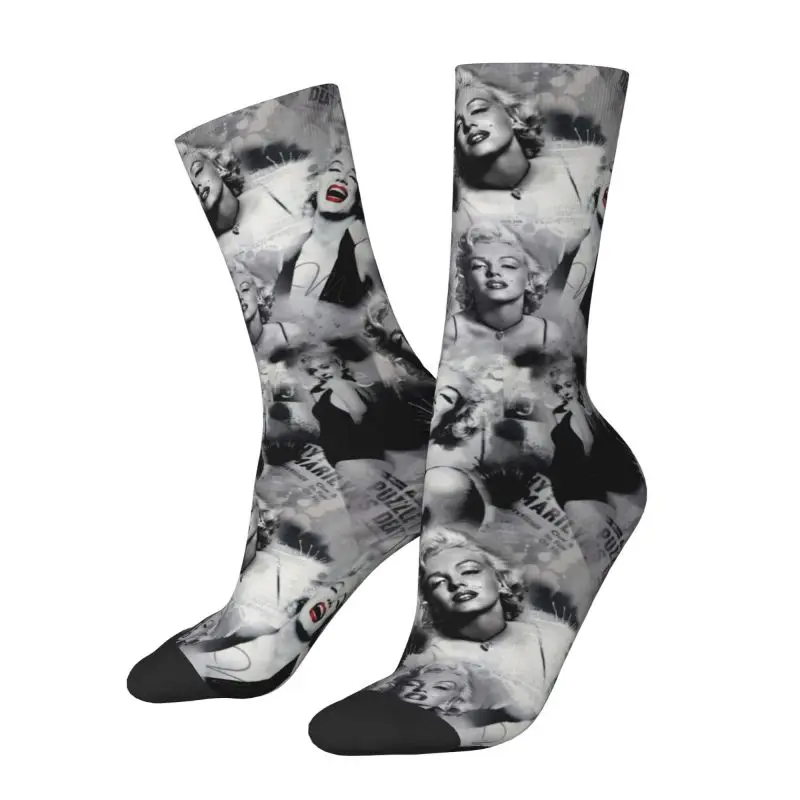 Cute Monroe Marilyns Dress Socks for Men Women Warm Fashion Novelty Crew Socks