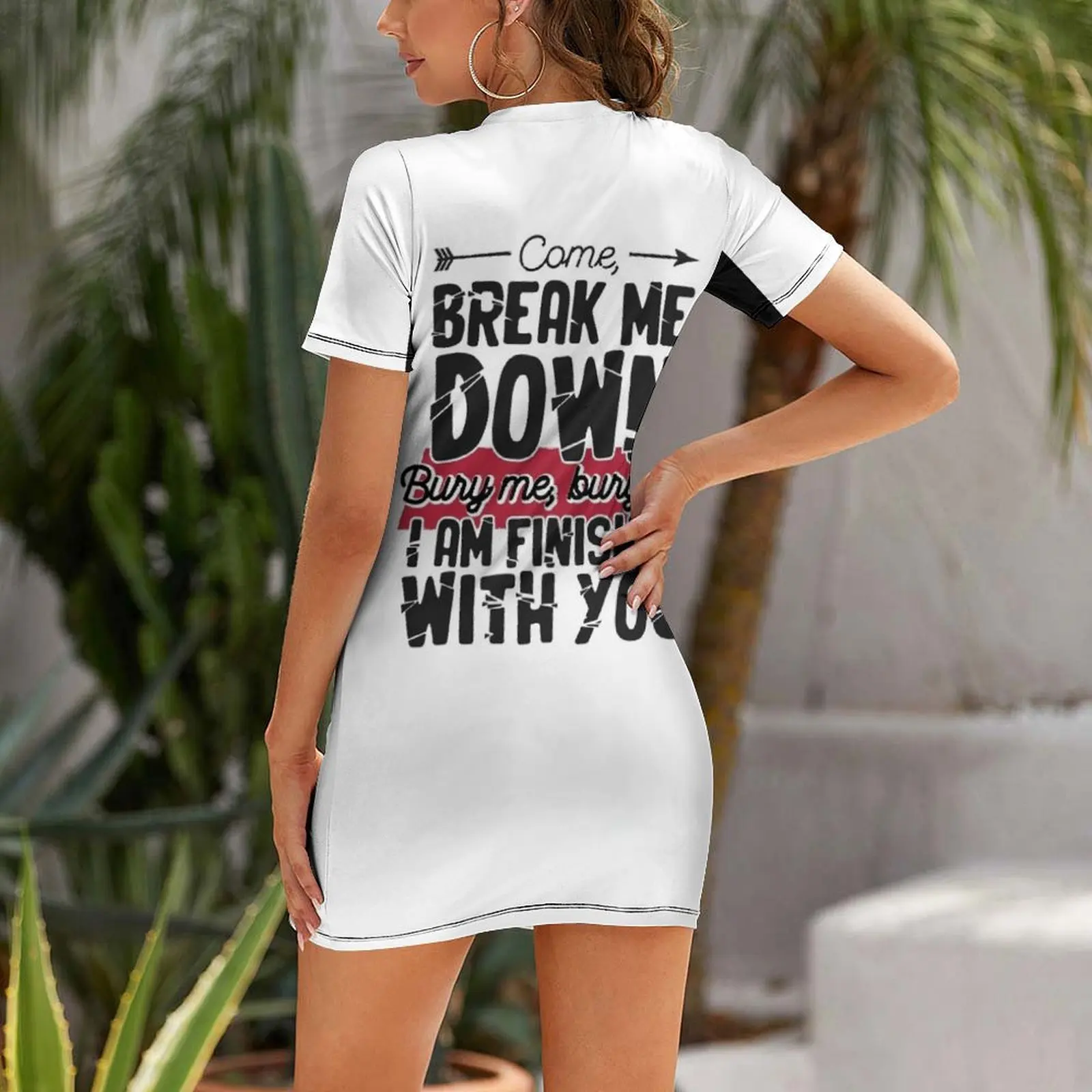 Come Break Me Down Bury Me I Am Finished With You Letra Cancion 30 Seconds To Mars Frase Emo Short Sleeved Dress