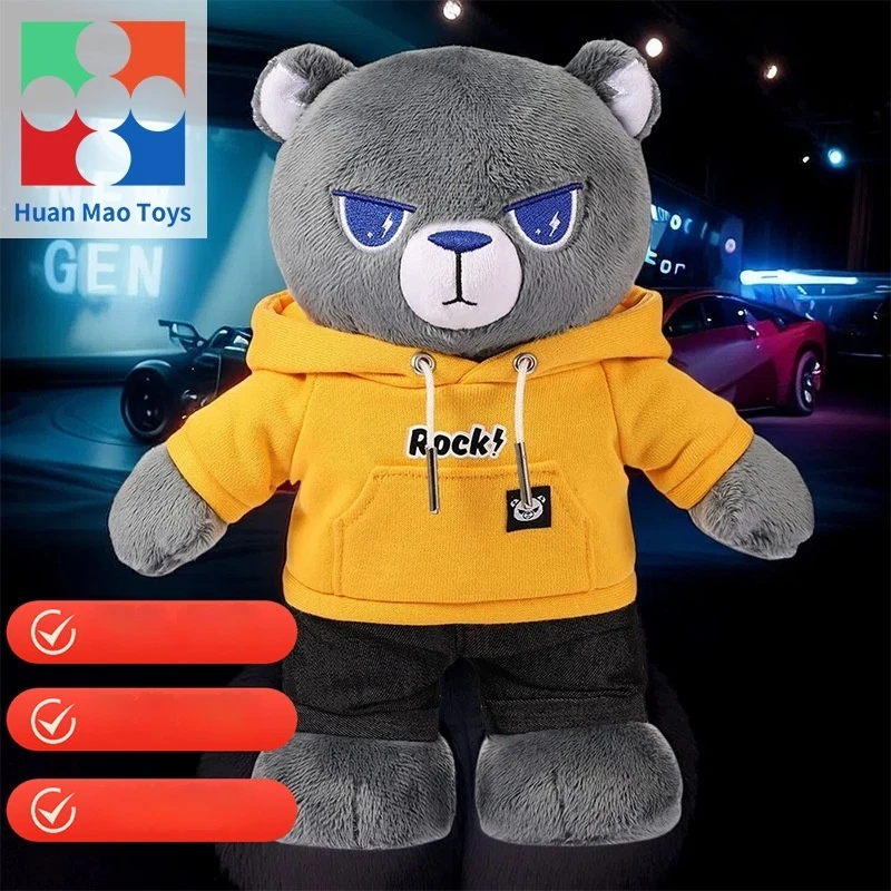 

Cool Biker Bear Plush Toy with Hoodie and Motorcycle Edgy Stuffed Animal Doll for Motorcycle Tail Decor Gift for Men and Boys