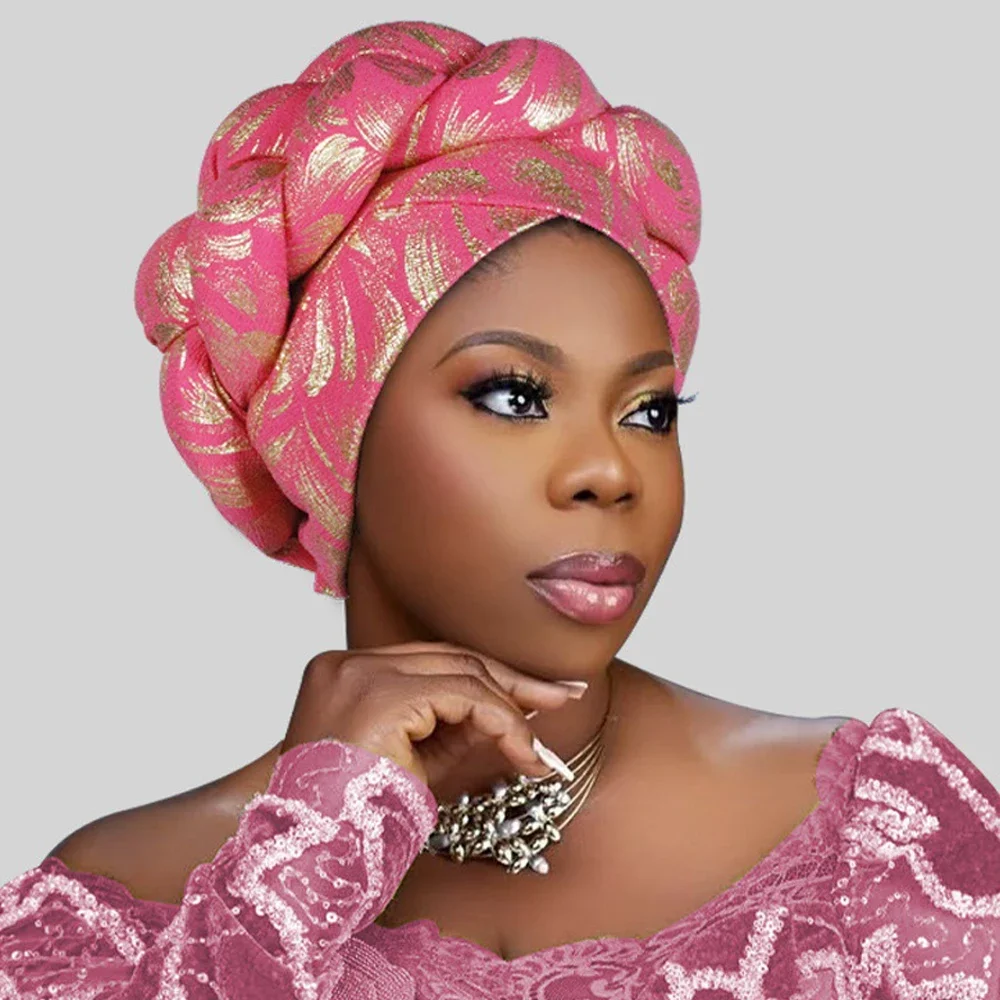 الضفائر قبعة عمامة للنساء مسلم الحجاب بونيه الأفريقية السيارات Gele Headties النيجيري رئيس التفاف الزفاف القبعات حفلة الحجاب